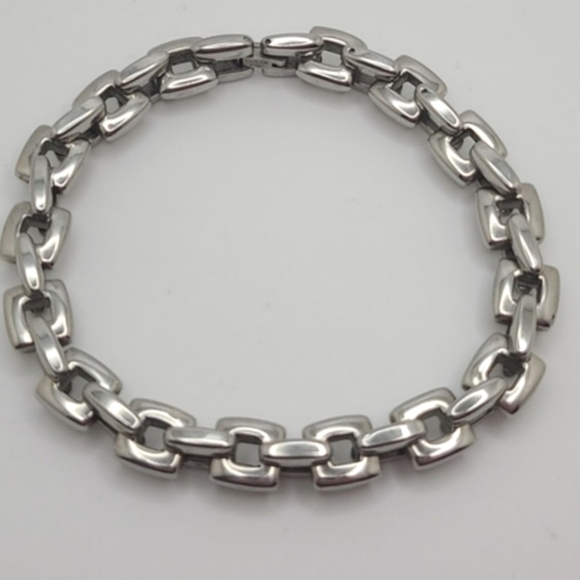 Stainless Steel Unisex Large Box Link Chain Bracelet  9 1/2" Stamped - Picture 3 of 6